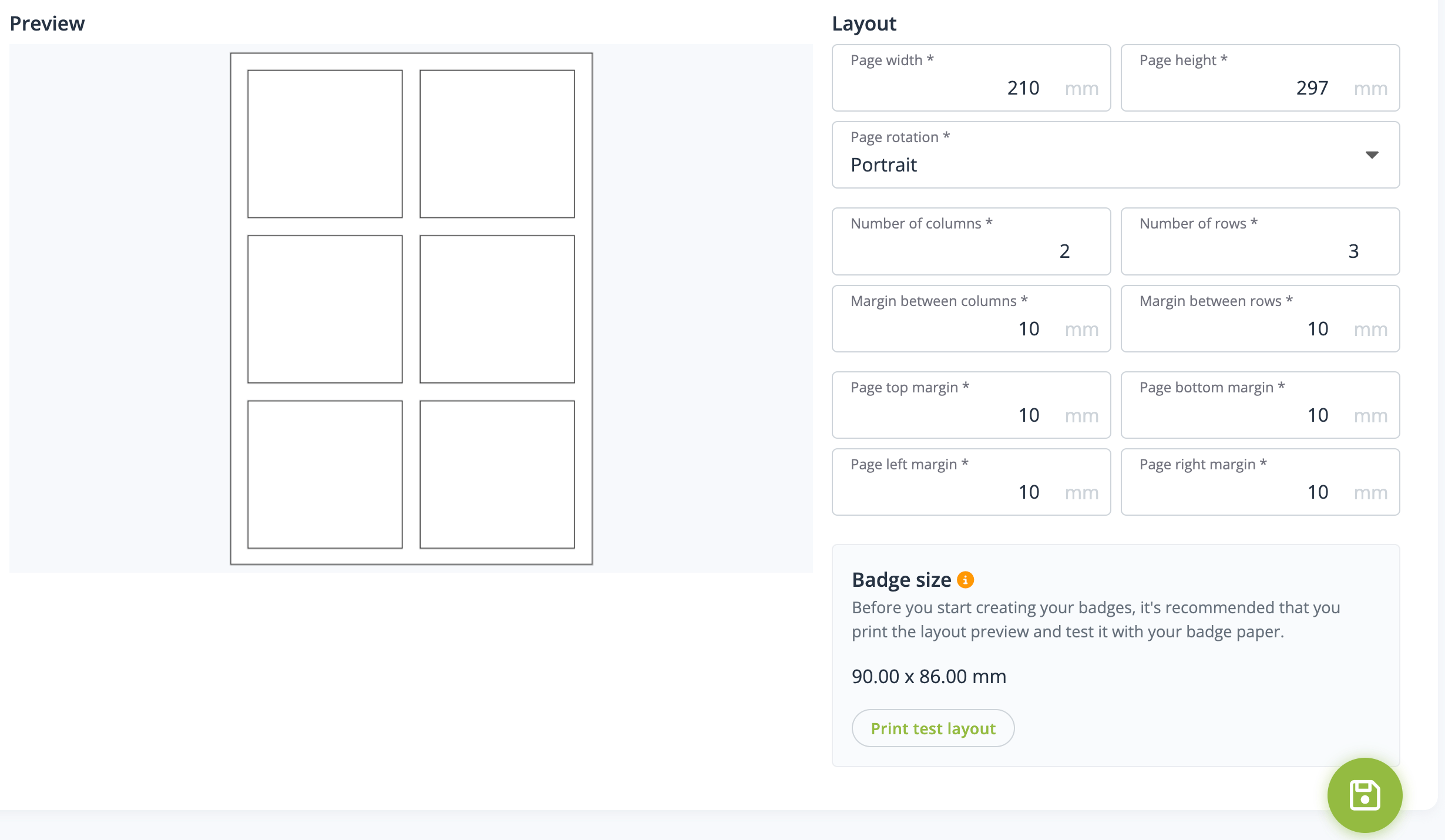 Customize badge layout – idloom event management software