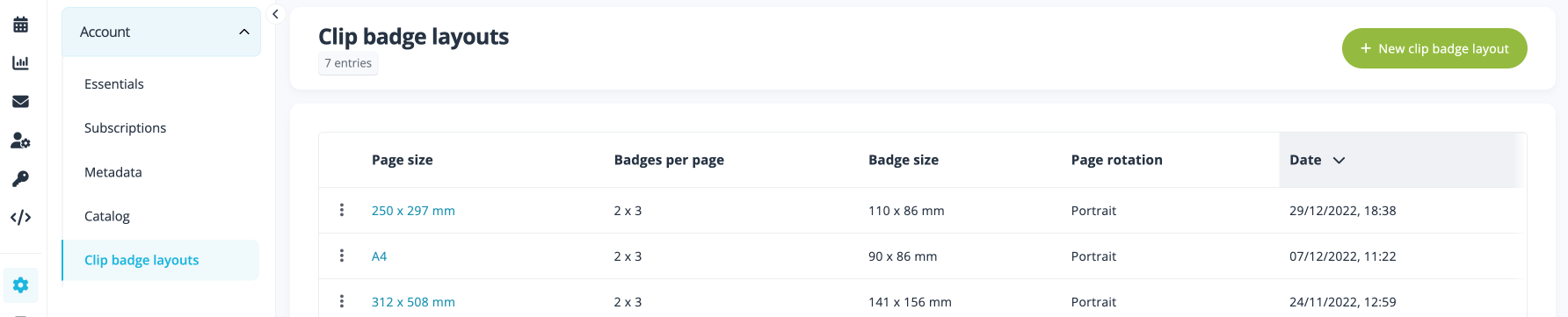 Creation of clip badge layouts