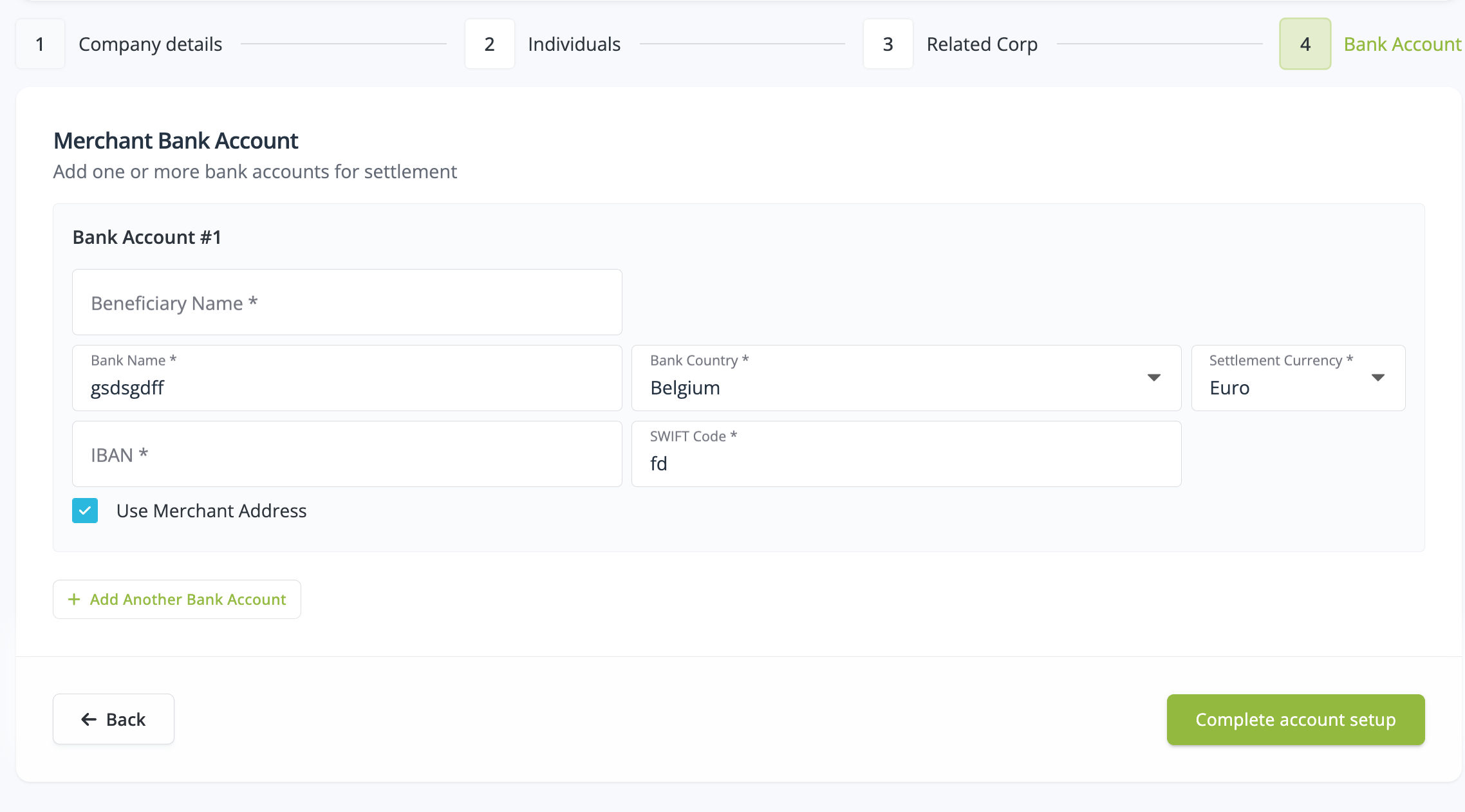 onboarding merchant account idloom pay step 3