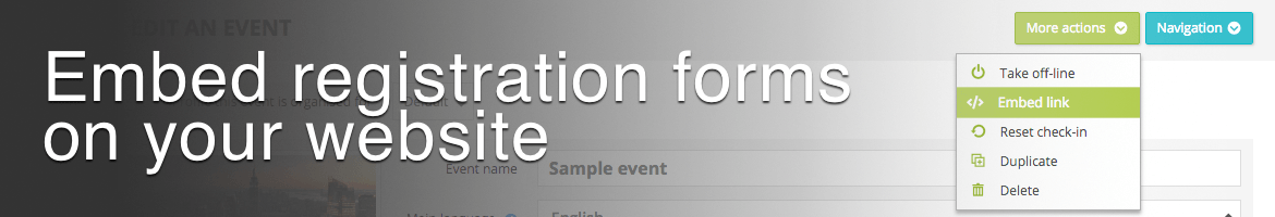 Embed registration forms on your website new feature