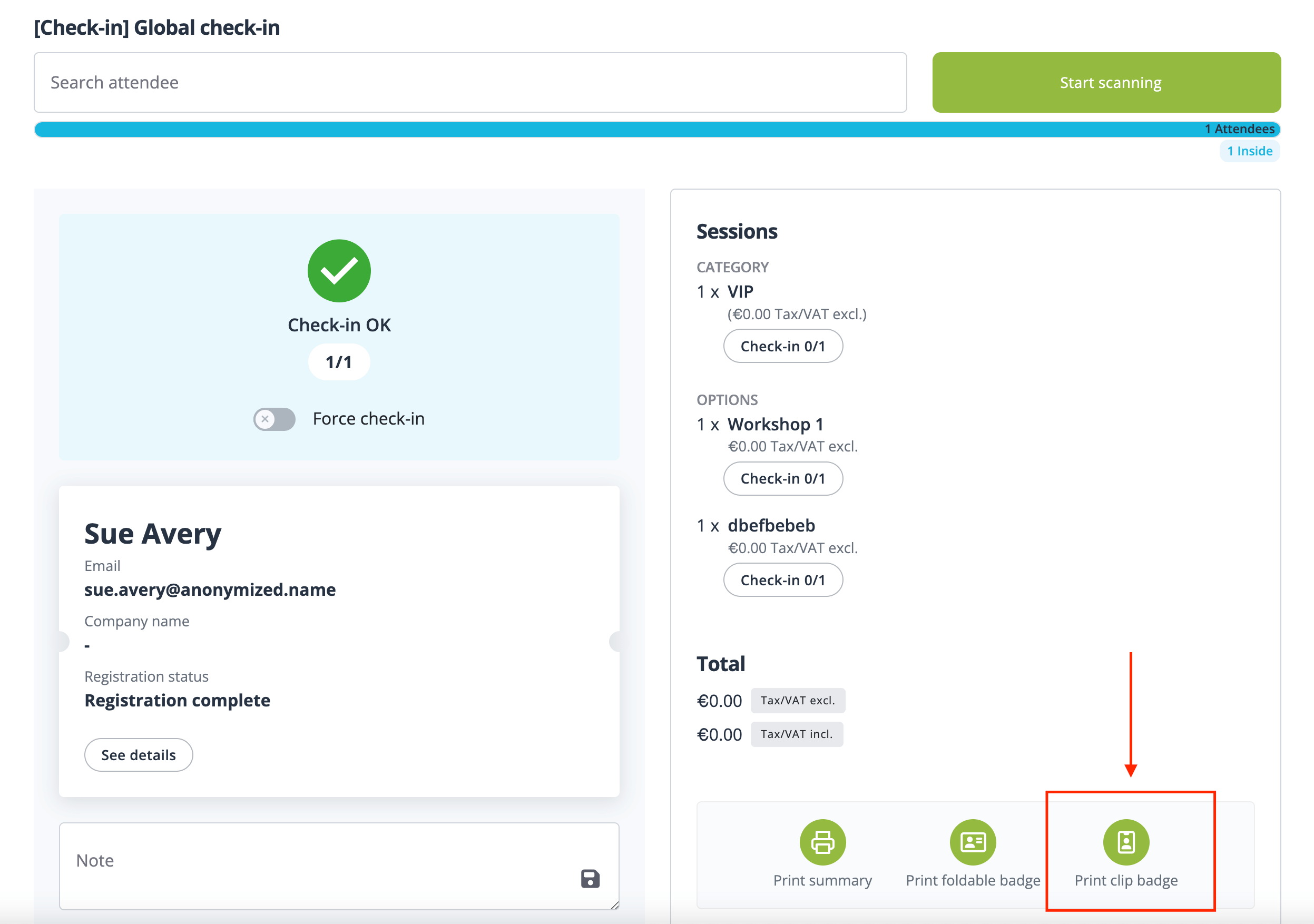 Easily print attendee badge at check-in – idloom event management software