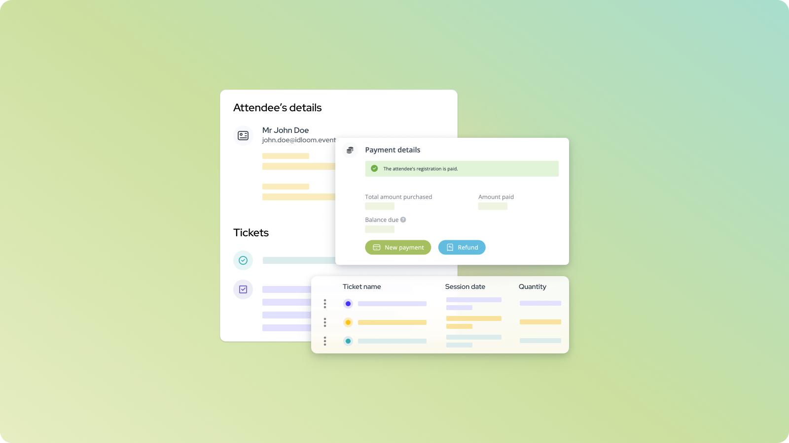 Collect down payments for event registrations