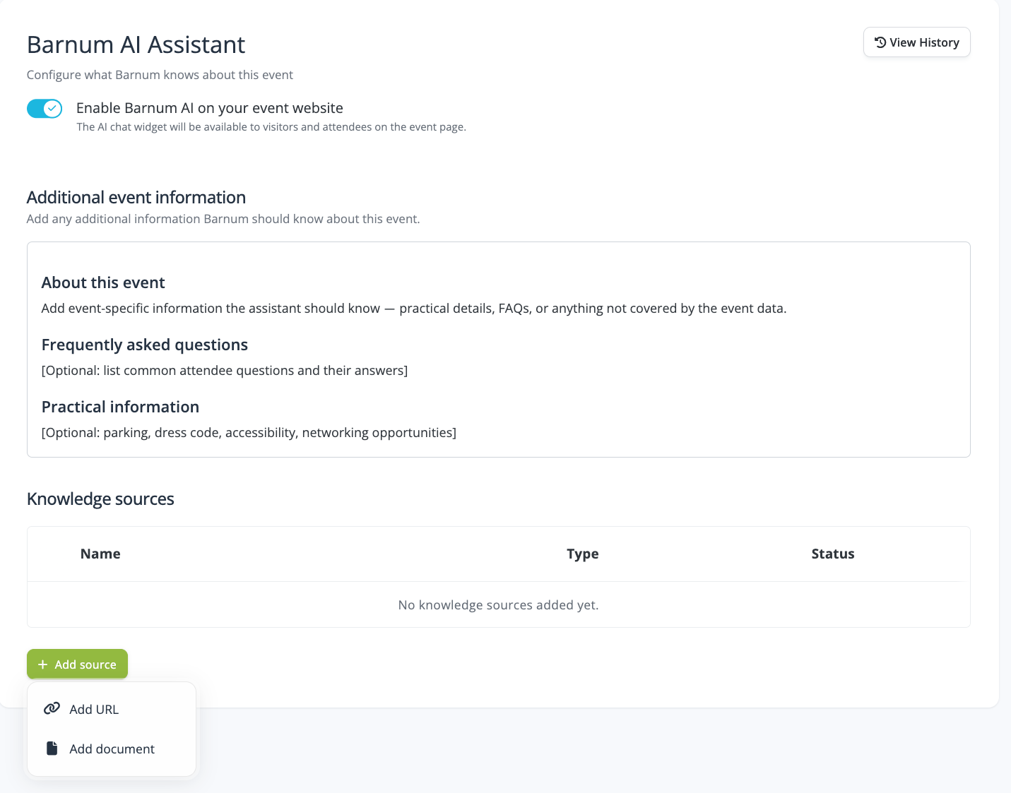 Barnum AI idloom's AI assistant for event websites