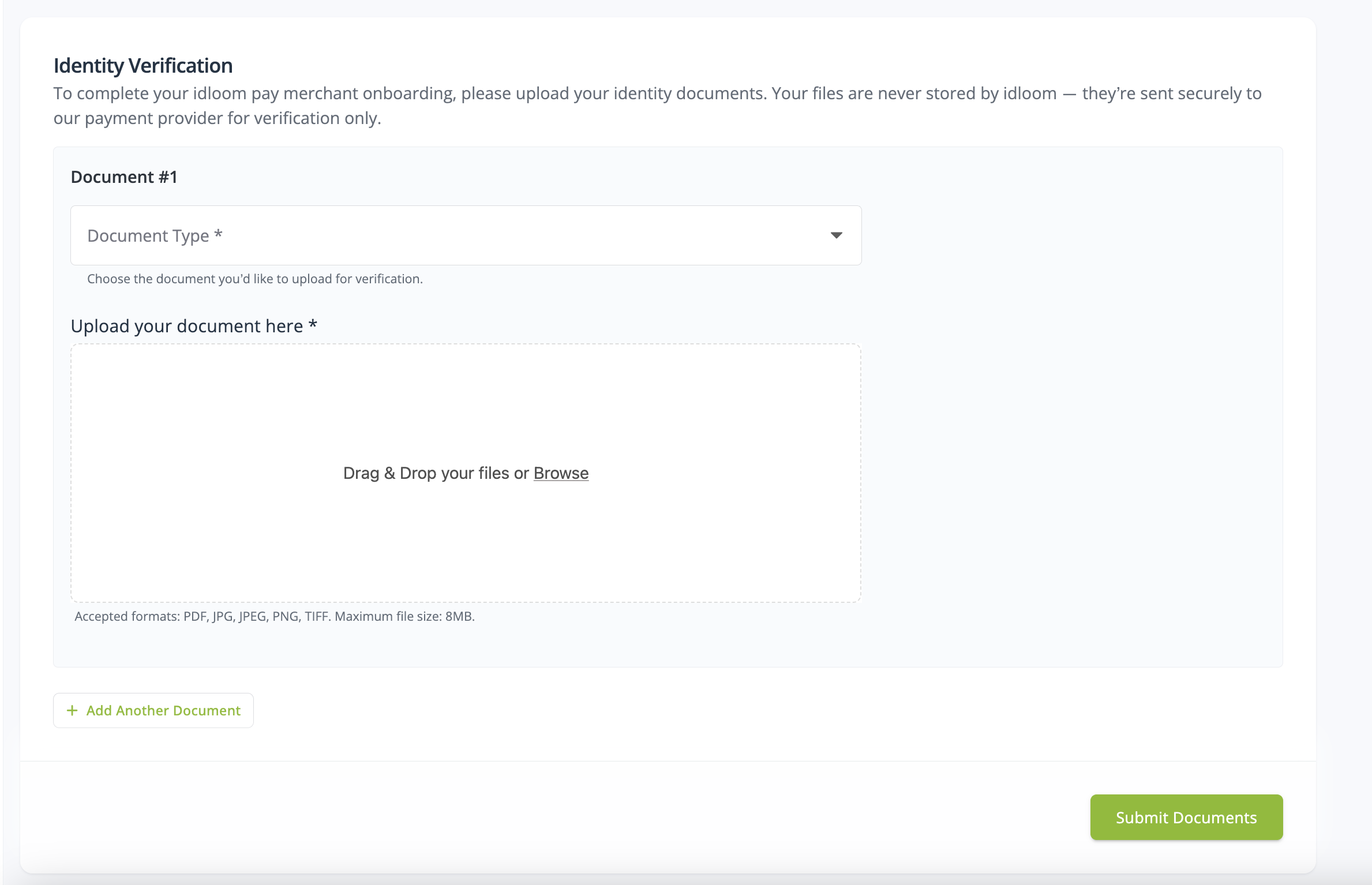 onboarding merchant account idloom pay final step