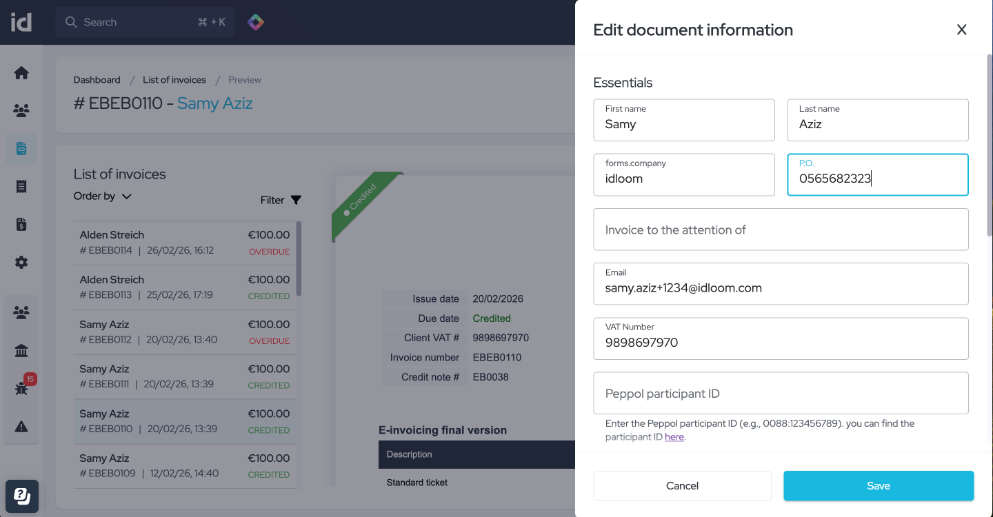 event invoicing with idloom